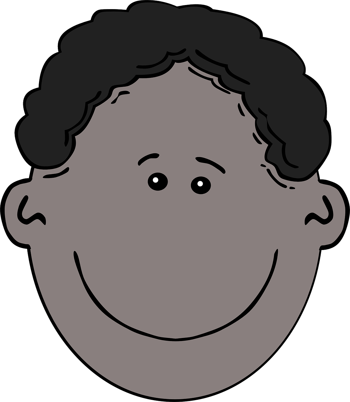 Black Boy Face Curly Hair Png Image - Boy Face Clip Art Transparent Png (1113x1280), Png Download