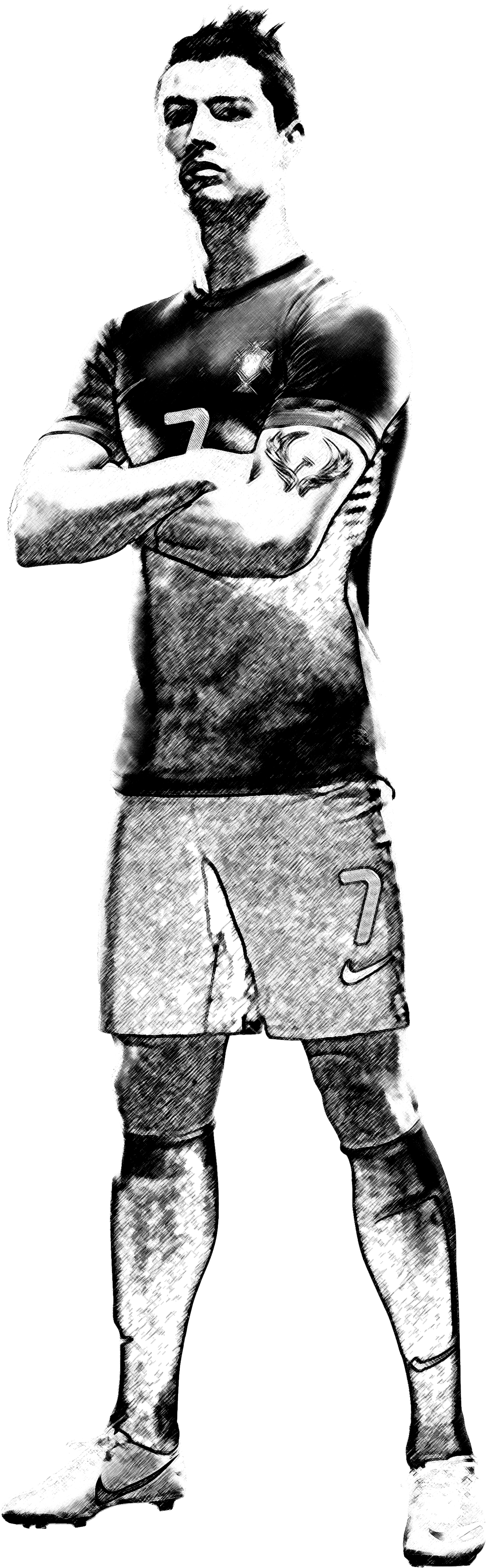 Charcoal Cristiano Ronaldo Portrait Painting Drawing - Ronaldo Black And White Png Clipart (2336x4488), Png Download