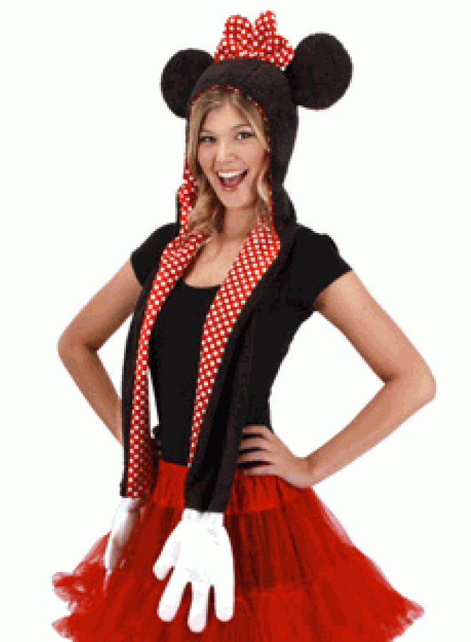 Disney Minnie Mouse Hoodie Scarf With Mittens At Cosplay - Minnie Mouse Adult Cute Costume Clipart (900x900), Png Download