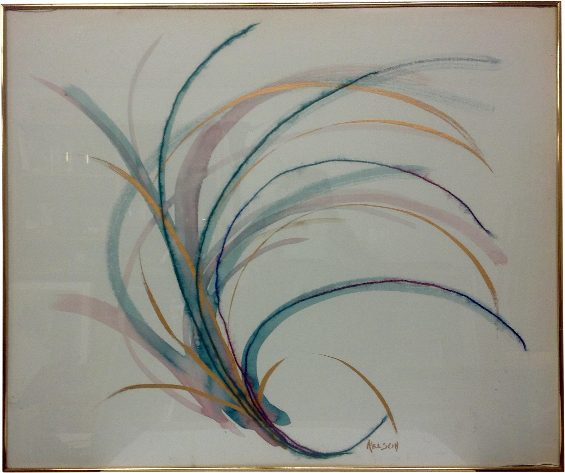 Acrylic Watercolor & String Painting By Nelson On Chairish Clipart (2103x1758), Png Download