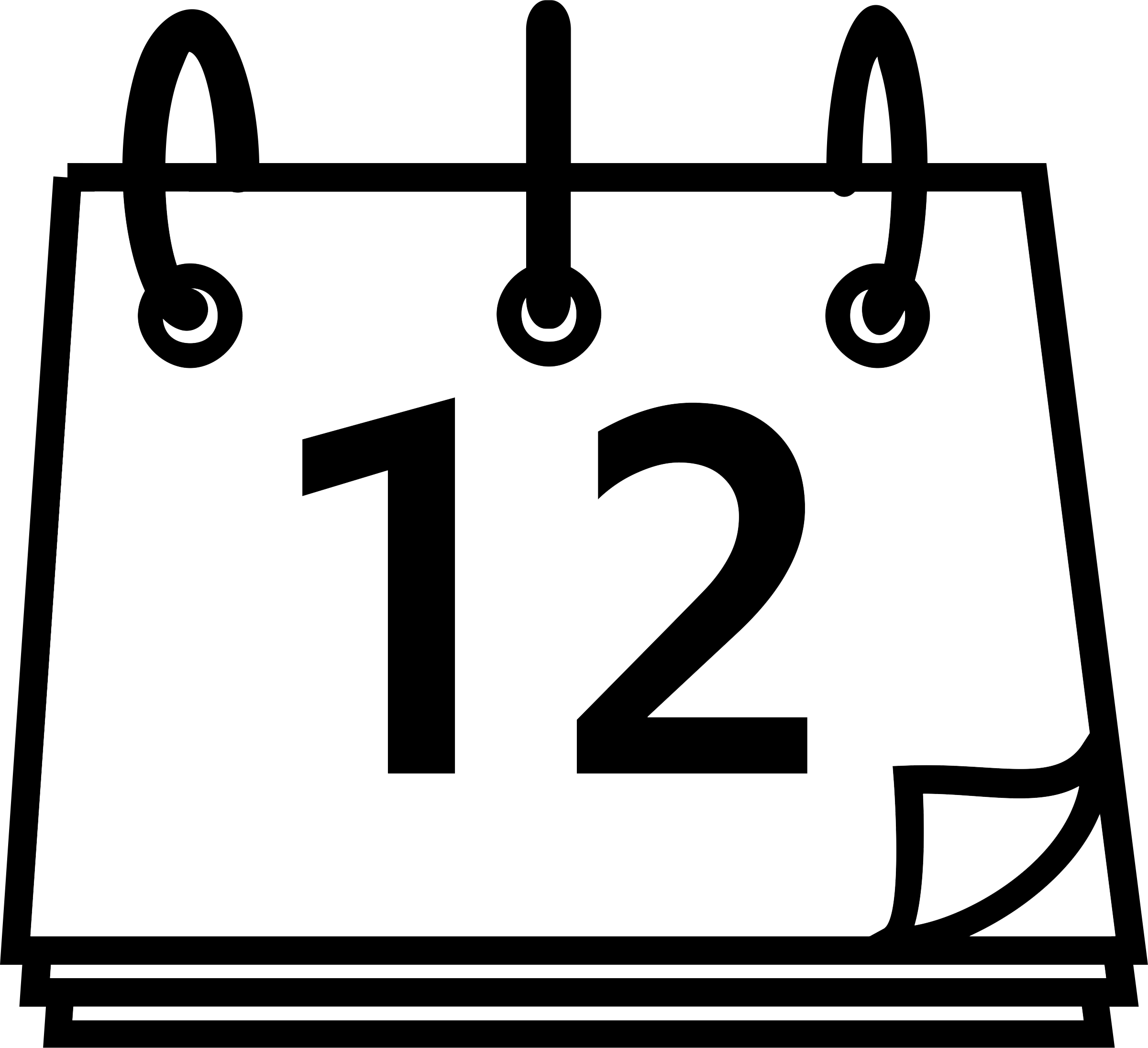 1calendar - Calendar Black And White Clipart (2400x2191), Png Download