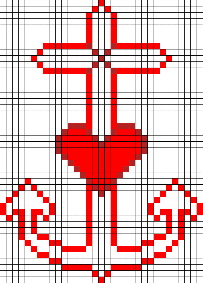 Sleeping With Sirens Heart Anchor Perler Bead Pattern - Anchor Perler Bead Pattern Clipart (694x967), Png Download