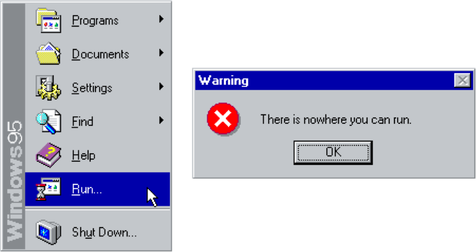 Windows95 Sticker - There Is Nowhere You Can Run Clipart (967x513), Png Download