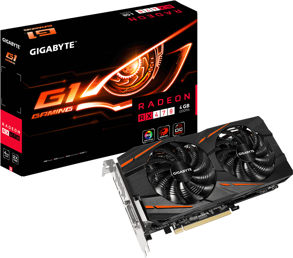 Gigabyte Amd Radeon Rx 470 G1 Gaming Clipart (1000x1000), Png Download