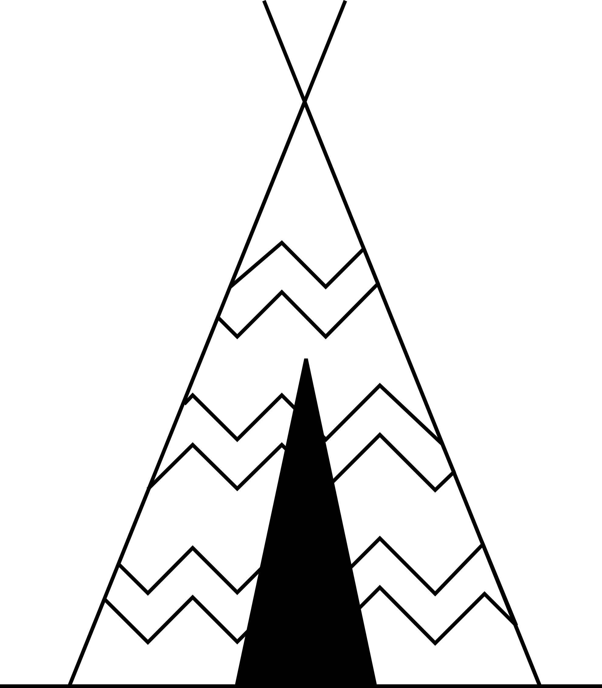 Artfavor Teepee Black White Line Art 1979px 176 - Tee Pee Clip Art - Png Download (1979x2261), Png Download