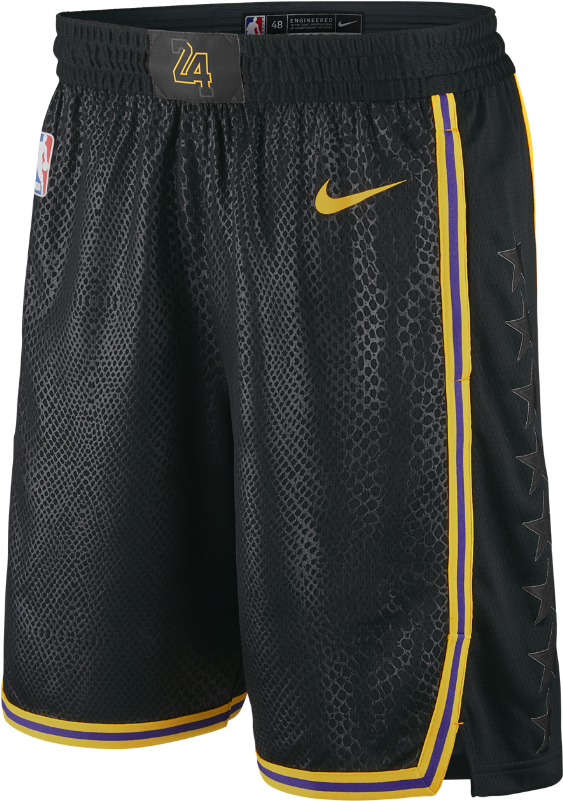 Los Angeles Lakers Nike City Edition Swingman Men's - Los Angeles Lakers Shorts Black Clipart (1000x1000), Png Download