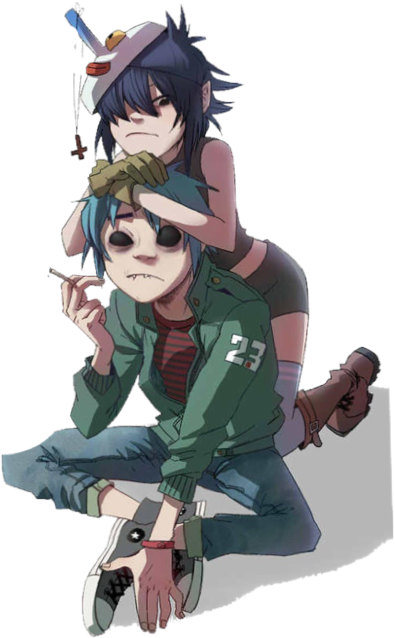 Gorillaz Sticker - Gorillaz 2d And Noodle Clipart (630x1018), Png Download