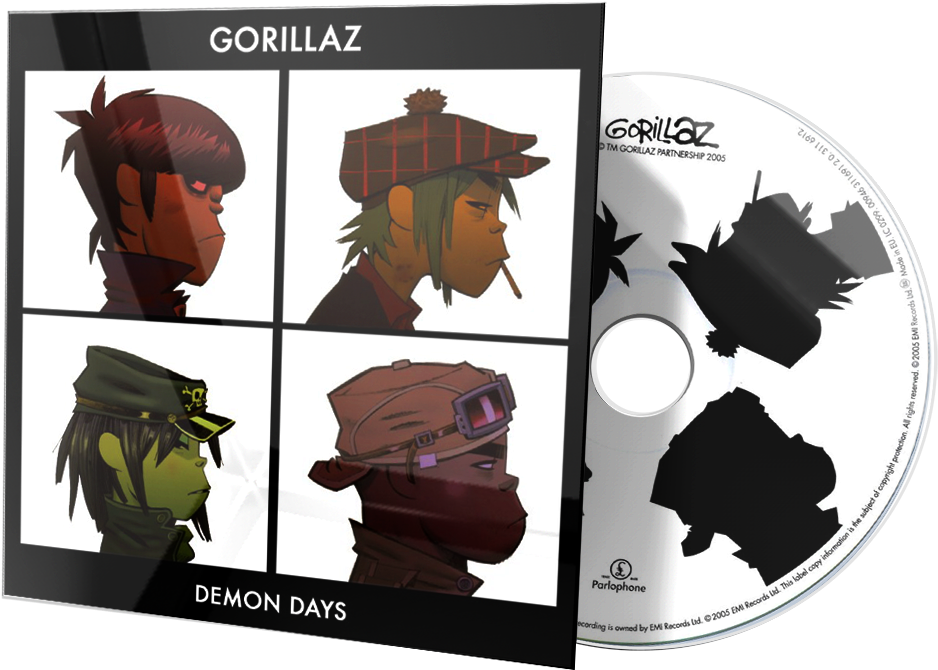 Album 3d Face - Gorillaz Demon Days Album Cover Clipart (1000x680), Png Download