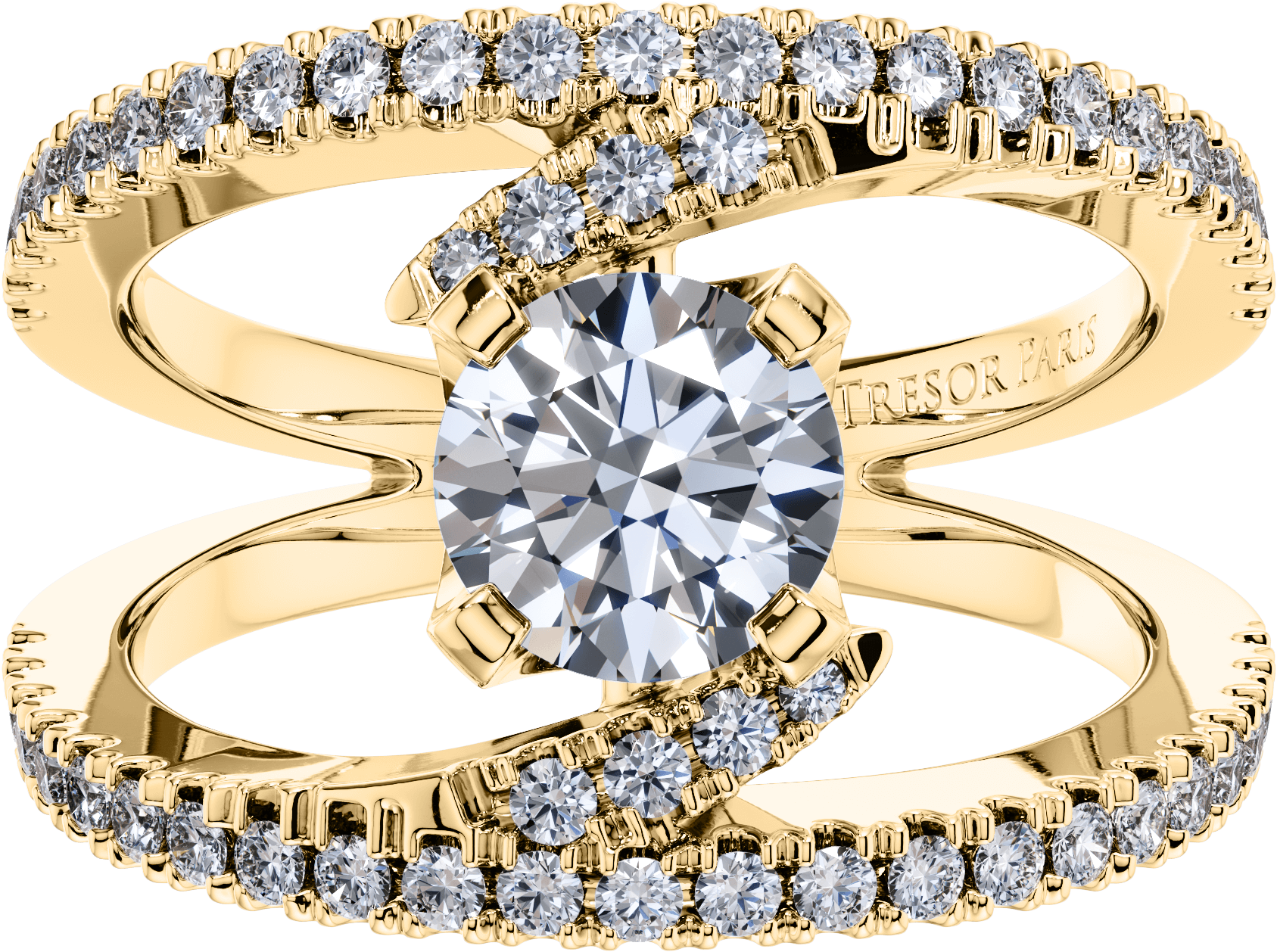 Round Diamond Fancy Split Shank Engagement Ring In - Diamond Clipart (2000x2000), Png Download