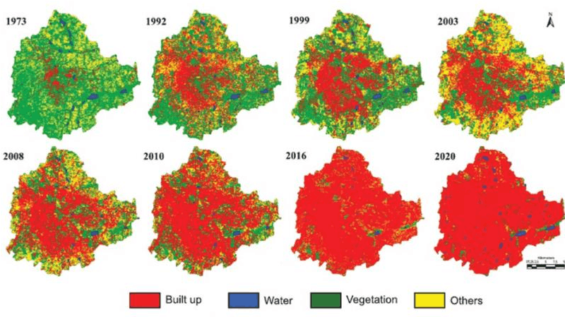 Smart City Tree - Urbanization Of Bangalore City Over Years Clipart (800x600), Png Download