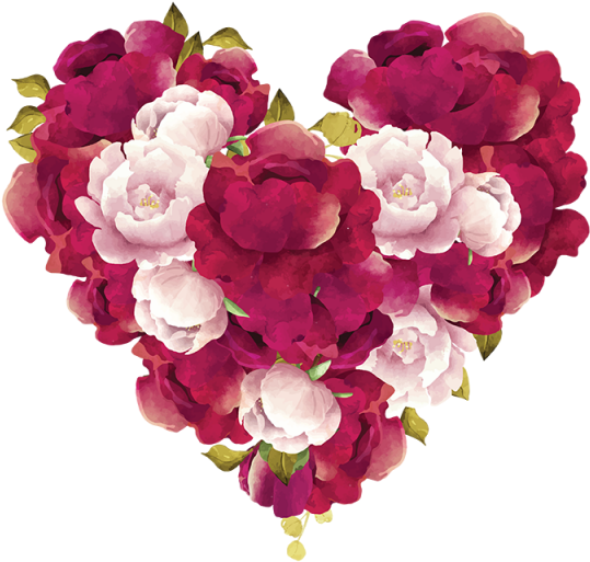 Bouquet Vector Burgundy Rose - 3d Flower Heart Png Clipart (640x640), Png Download
