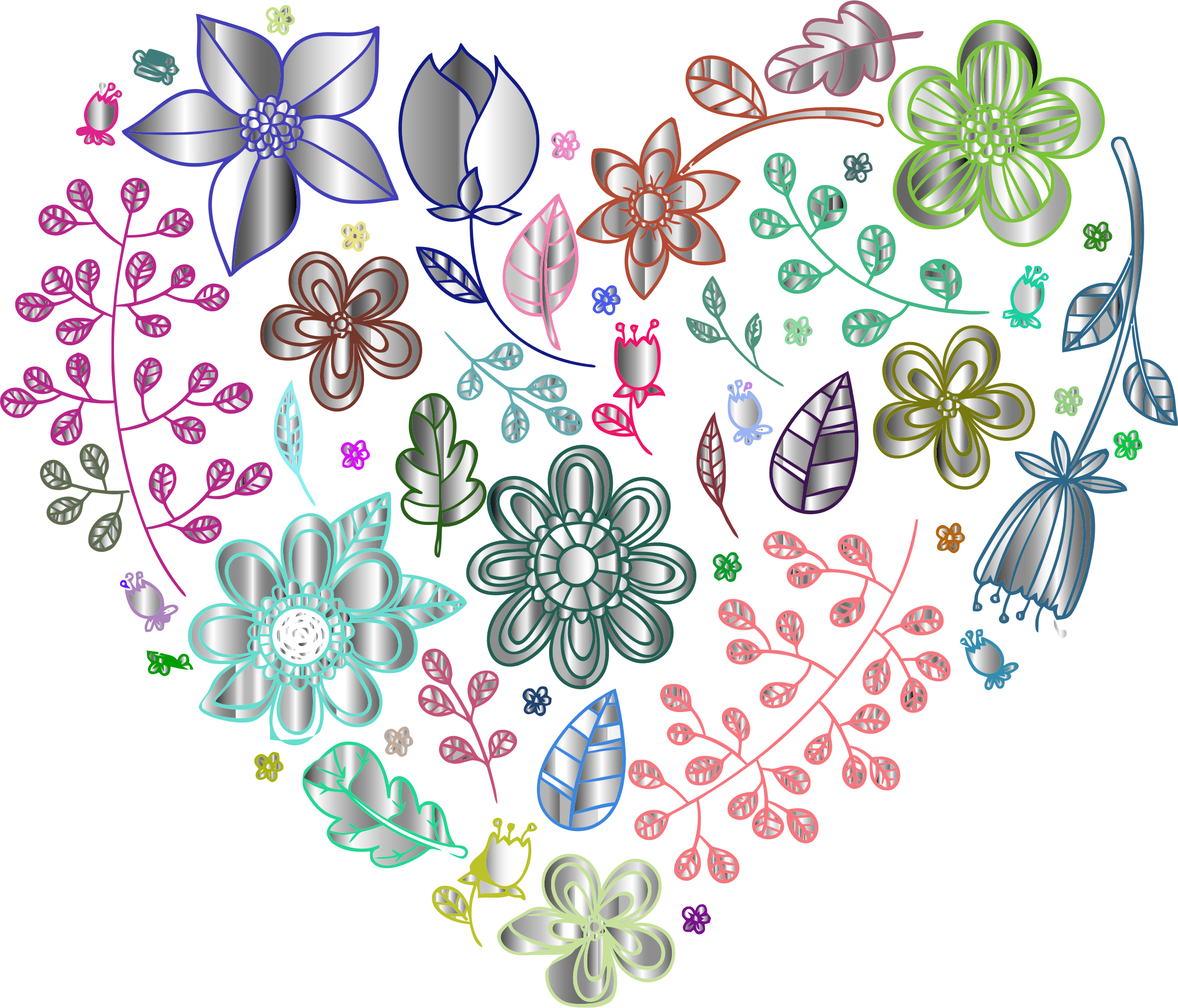 Psychedelic Floral Heart 3 No Background - Pretty Floral Computer Backgrounds Clipart (2304x1972), Png Download