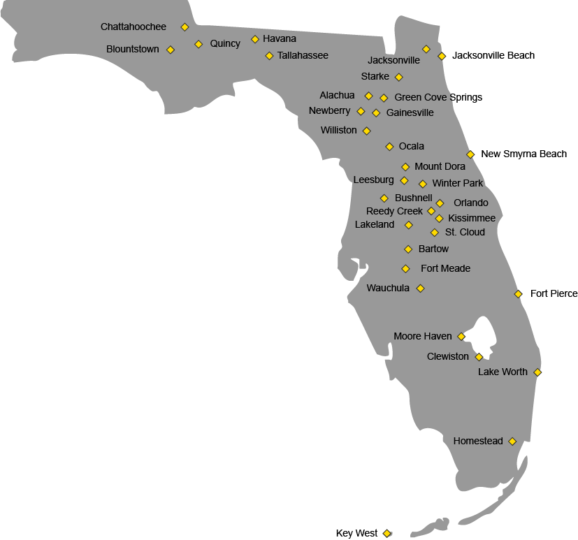 Florida Public Power Map - Map Of Florida Clipart (827x773), Png Download