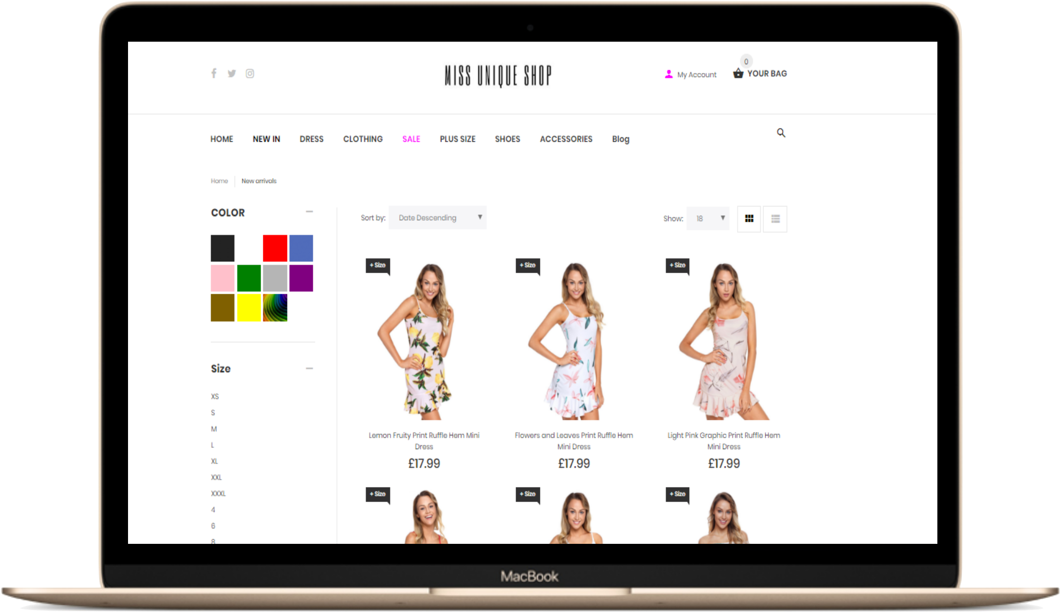Miss Unique Shop Website Portfolio Of Unique Biz Creative - Display Device Clipart (3365x2606), Png Download