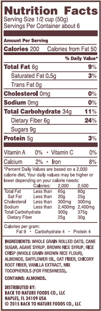 Whole Grain Rolled Oats With Almonds - Jimmy Dean Breakfast Croissant Nutrition Clipart (1000x1000), Png Download
