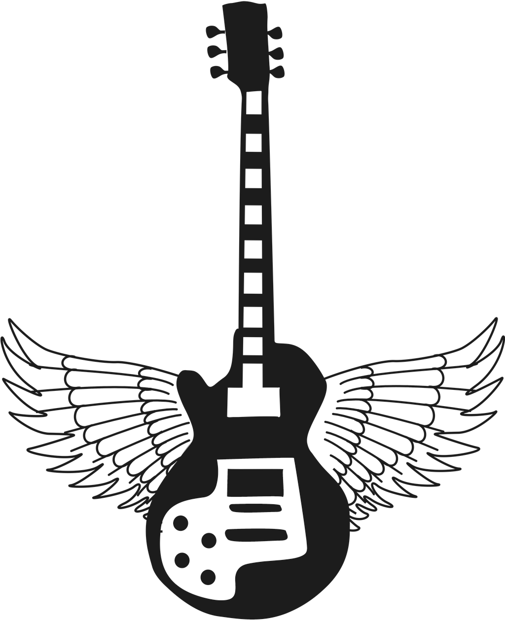 Guitar Abstract Wings Silhouette Png Image - Ltd Ec 256 Sw Clipart (1023x1280), Png Download