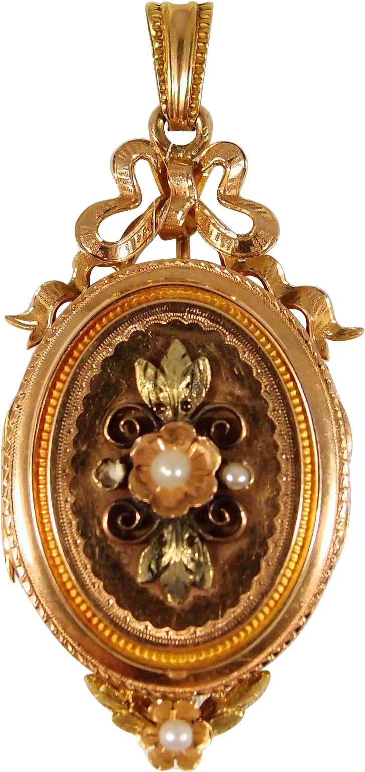 Victorian Era 18k Solid Gold Photo Locket With Pearls, - Locket Clipart (1539x1539), Png Download
