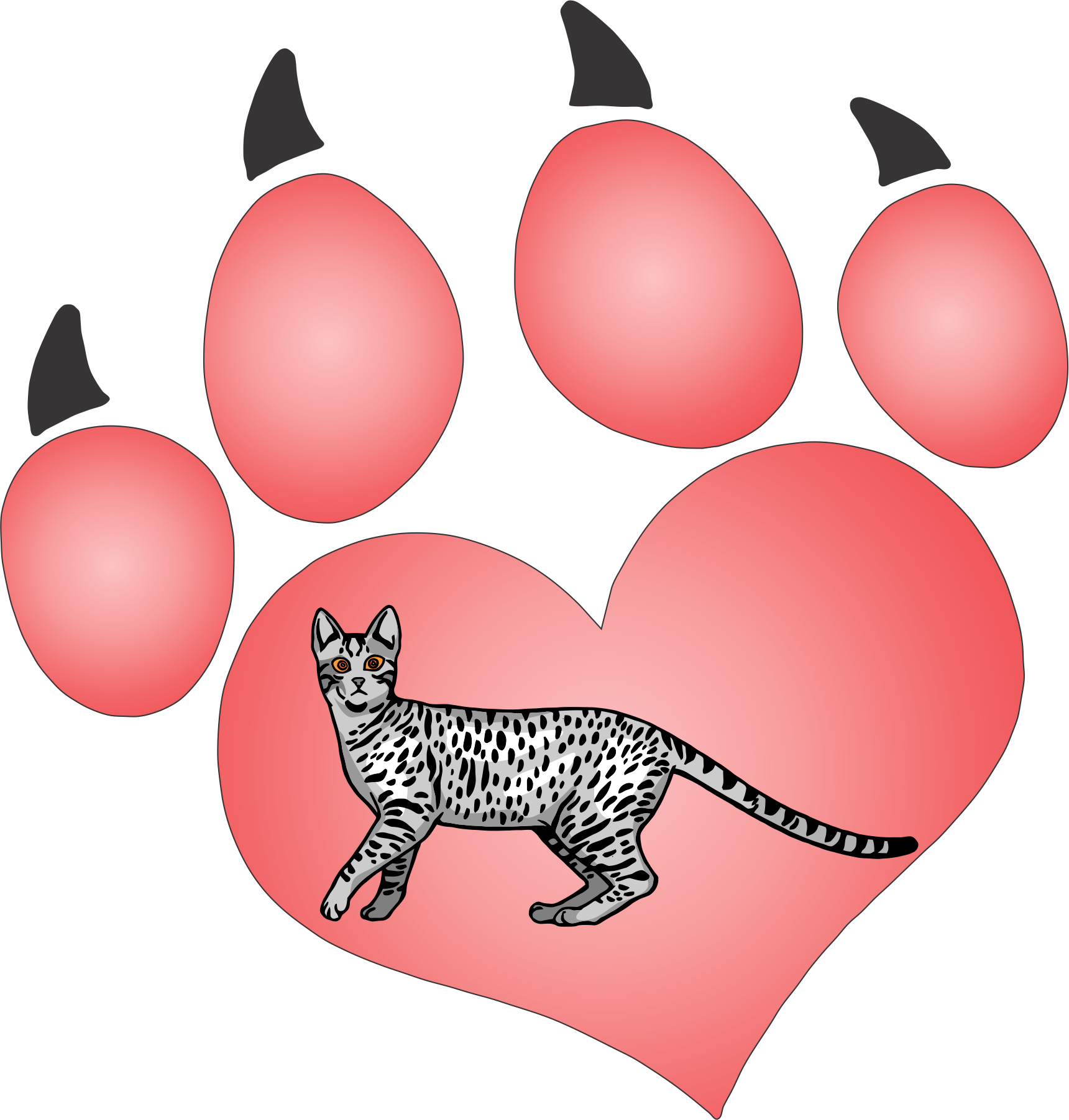 Home > Printed Decals > Cat Paw > Cat Paw 41 Decal - Heart Dog Lover Png Clipart (1720x1803), Png Download