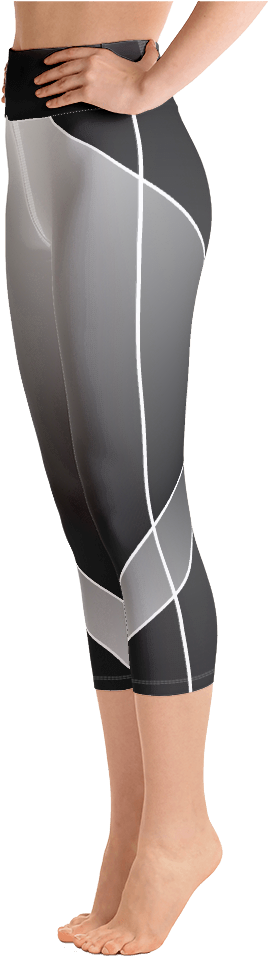 Charcoal Fade 2 Flex Yoga Capri Leggings - Leggings Clipart (1000x1000), Png Download