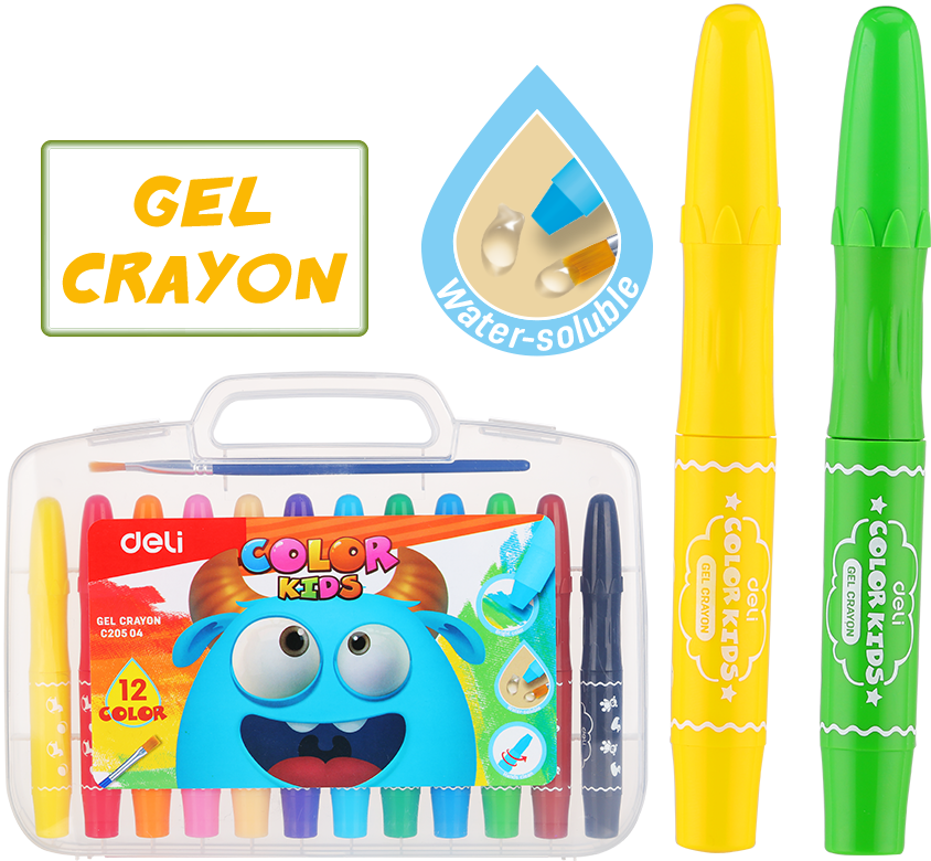 Color Kids-gel Crayon - Deli Color Kids Clipart (844x780), Png Download