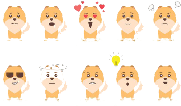 Emoticon Sunglasses Pomeranian Series Breed Dog Face - Pomeranian Dibujos Clipart (717x502), Png Download
