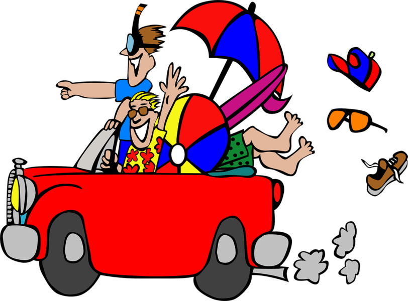 Beach Time Car - Viaje A La Playa Con Amigos Clipart (812x600), Png Download