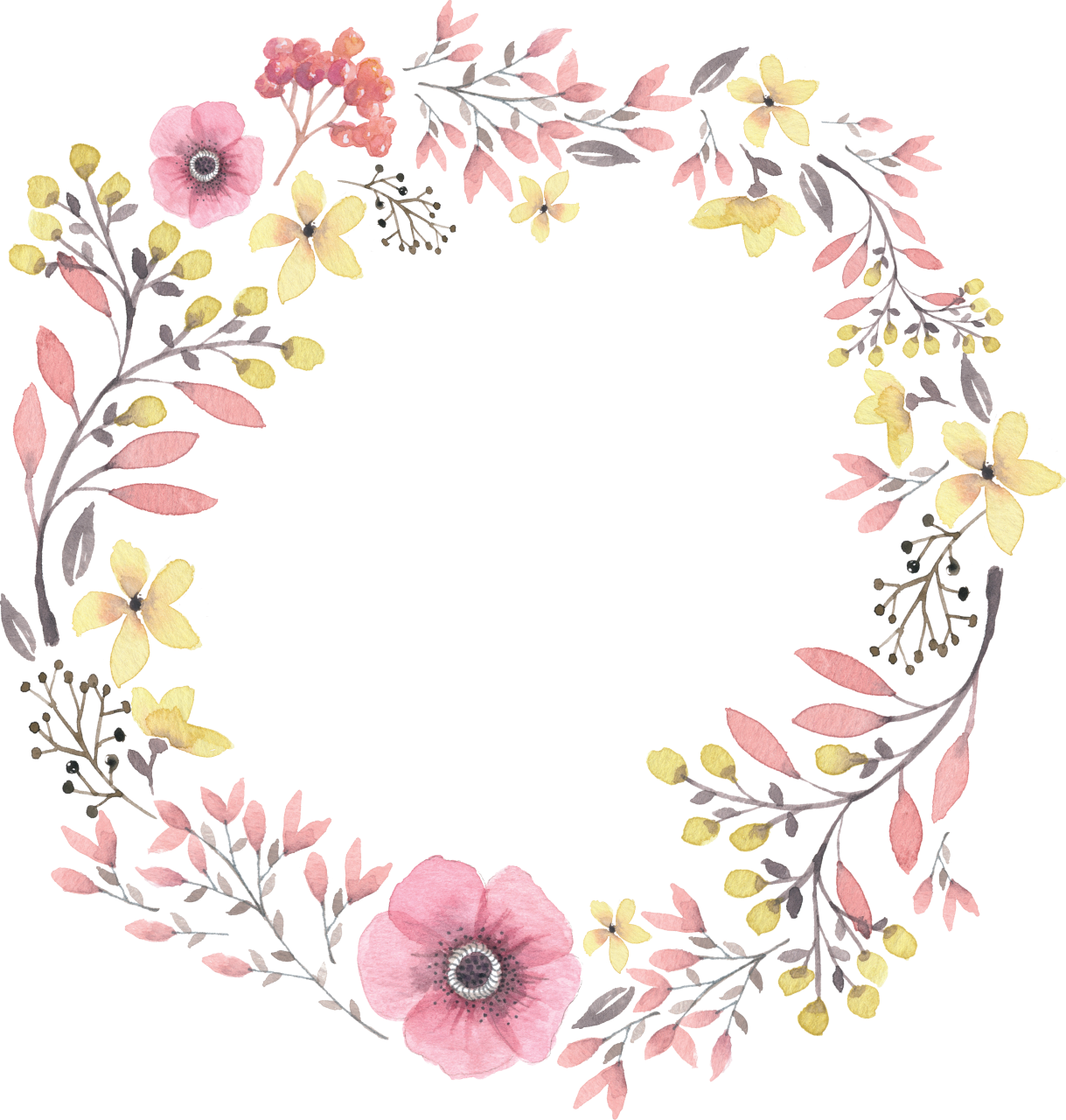 Painted Wreath Hand Watercolor Wreaths Iphone Clipart - She Belongs Among The Wildflowers Quote - Png Download (1219x1280), Png Download