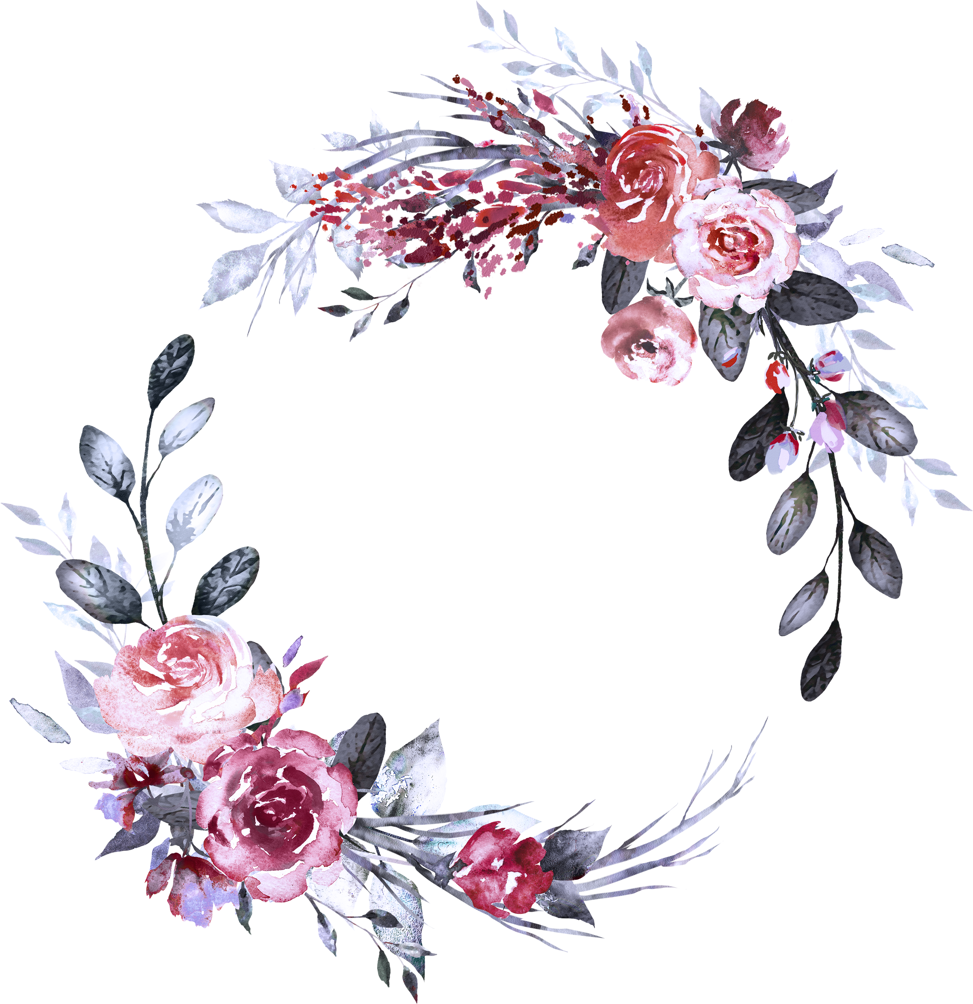 Watercolor Painting , Png Download - Flower Frame Illustration Clipart (3290x3395), Png Download