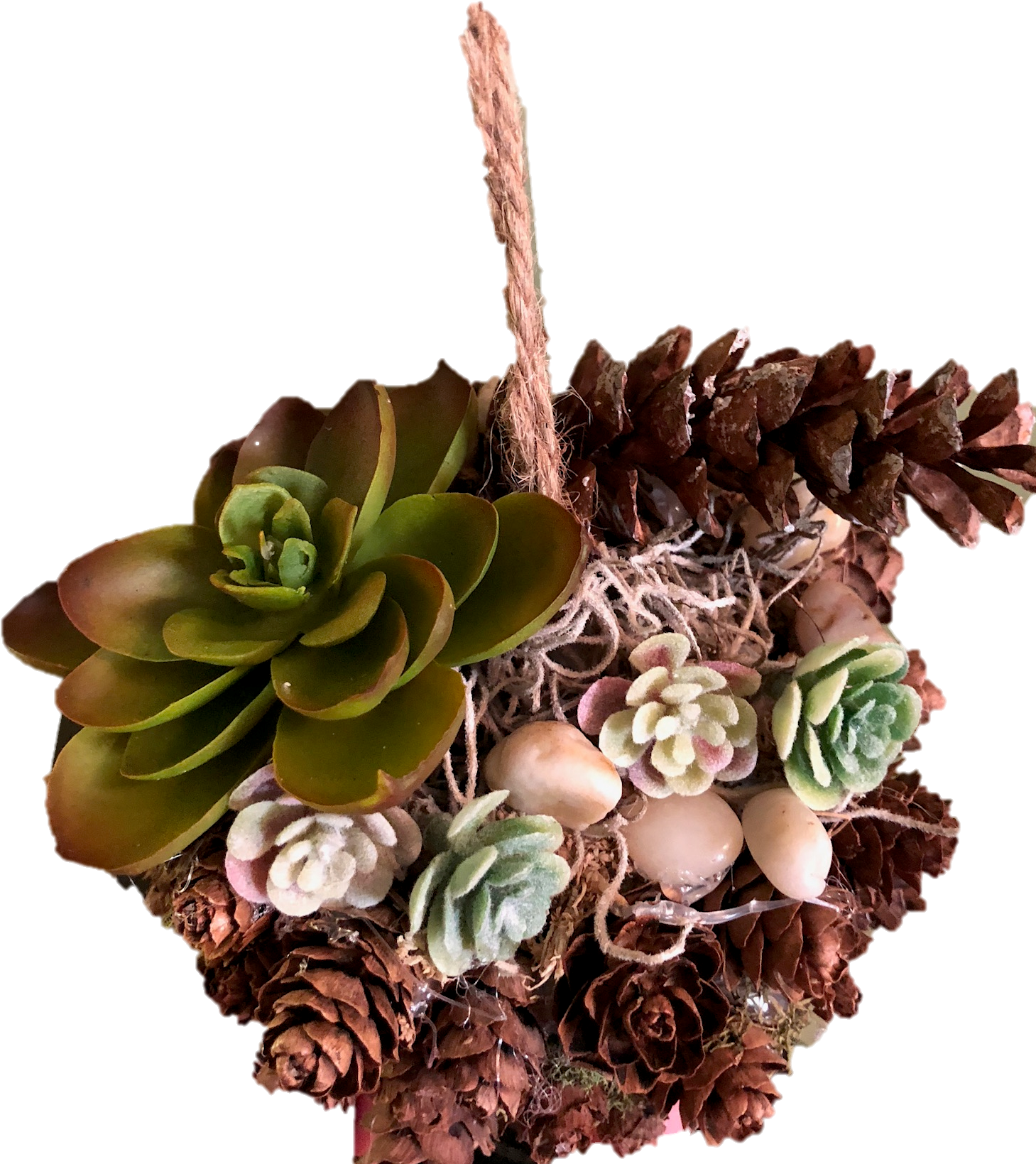 Handmade Hanging Faux Succulent Garden Clipart (1459x1639), Png Download