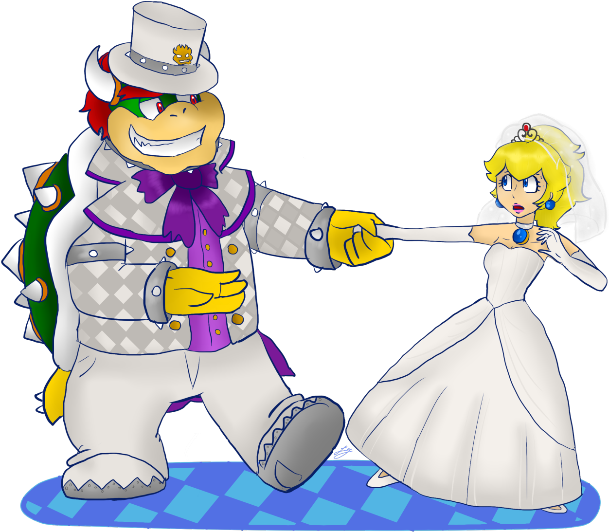 Bowser Forcing Princess Peach To Marry Her~ Super Mario - Super Mario Odyssey Bowser Wedding Clipart (1280x1138), Png Download