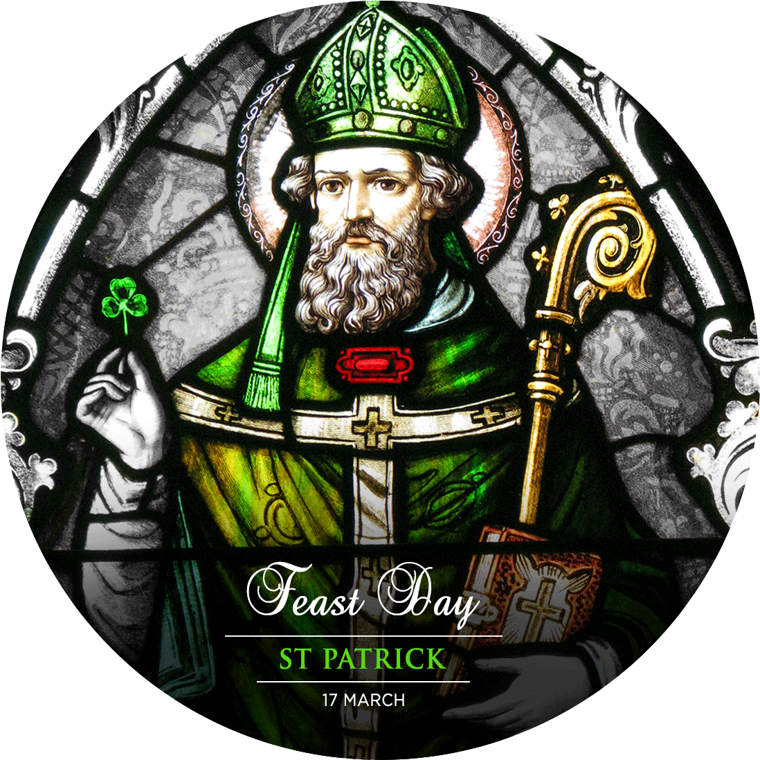 March 17 Patron Patrick Day Saint St Clipart - St Patrick Stained Glass - Png Download (1200x1200), Png Download