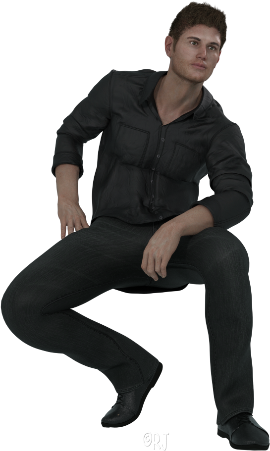 Jensen Ackles - Sitting Clipart (586x954), Png Download