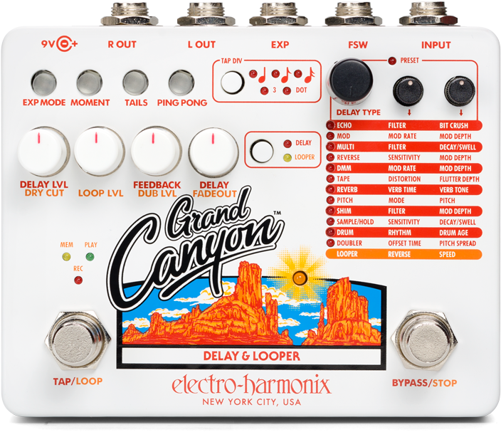 Electro-harmonix Grand Canyon Delay & Looper Pedal - Electro Harmonix Grand Canyon Clipart (791x640), Png Download