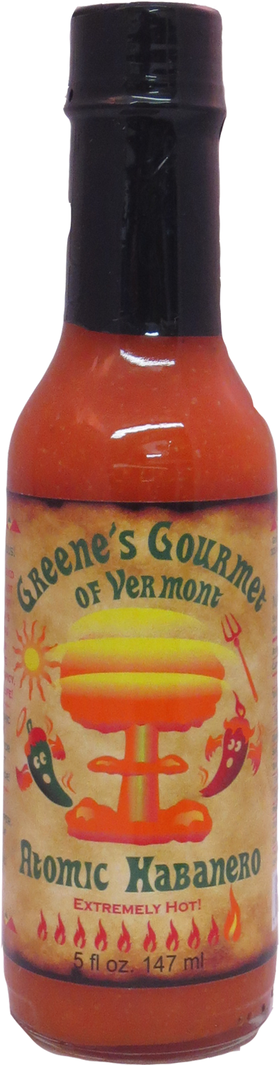 Greene's Gourmet Atomic Habanero Hot Sauce - Glass Bottle Clipart (394x1502), Png Download