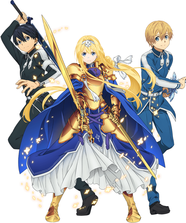 Kirito, Alice & Eugeo - Sword Art Online Alicization Icon Clipart (750x900), Png Download