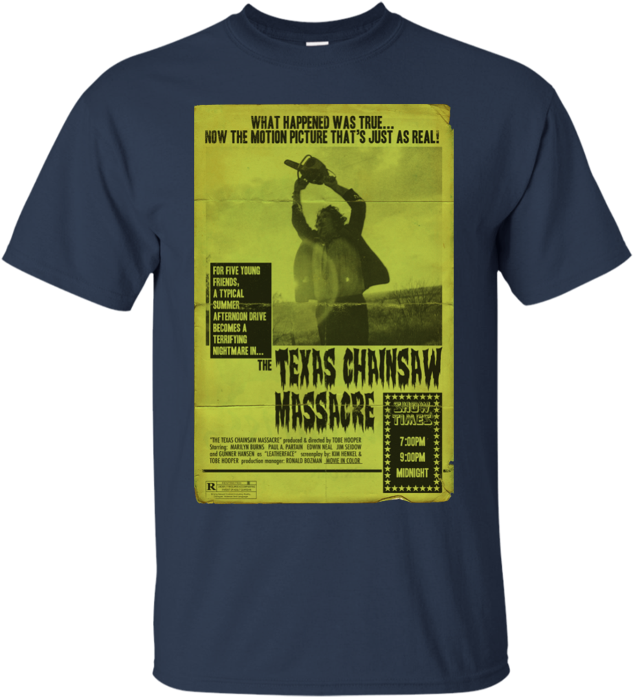 The Texas Chainsaw Massacre Movie Poster Tee T Shirt - Texas Chainsaw Massacre, Gunnar Hansen, 1974 Clipart (1024x1024), Png Download