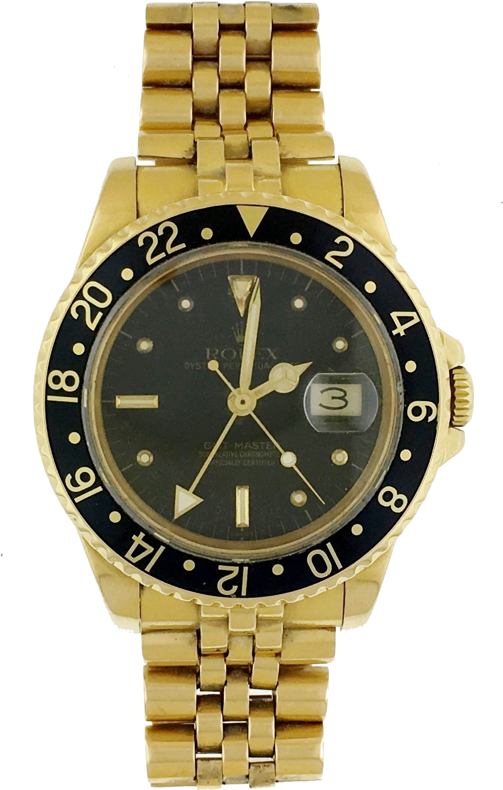 Rolex Gmt Master Yellow Gold Black Nipple Dial With - Rolex Gmt Master 2 Clipart (1013x1635), Png Download