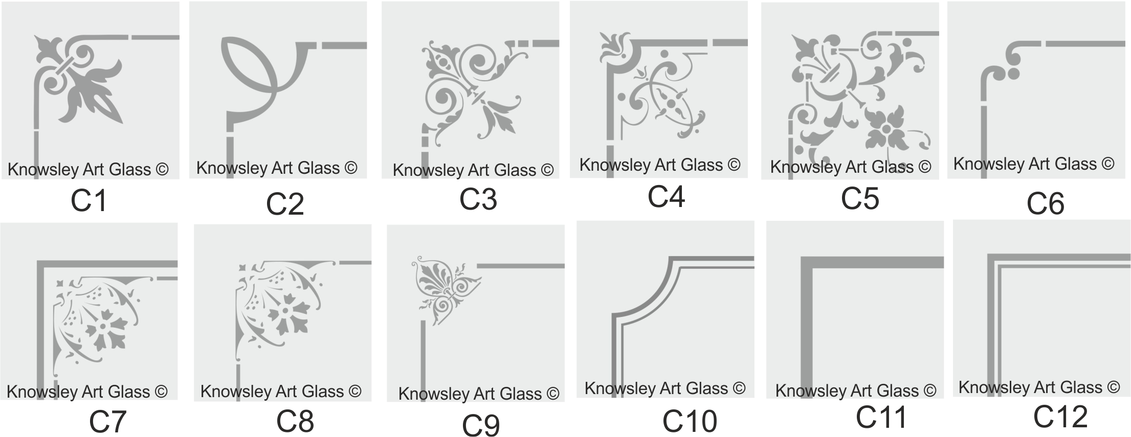 Etched Glass We Explain Our Etched Glass Designs And - Etched Glass Border Designs Clipart (2211x855), Png Download
