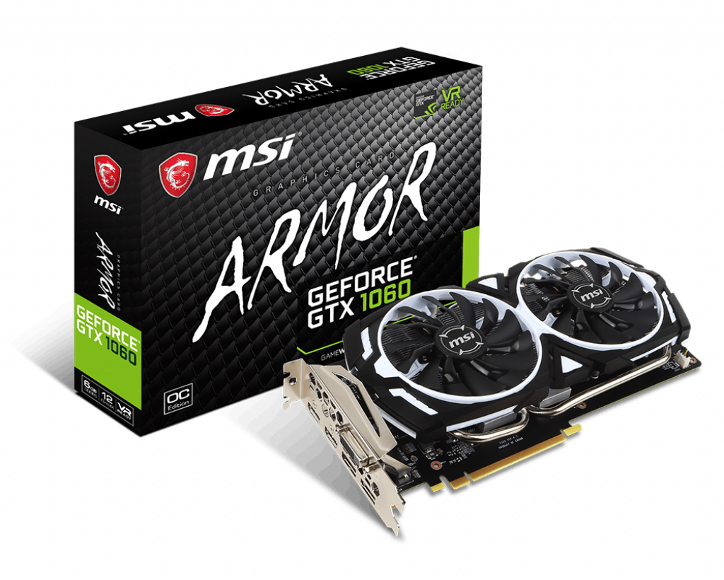 Geforce® Gtx 1060 Graphics Cards Geforce Gtx 1060 Armor - Msi Geforce Gtx 1060 6gb Ddr5 Armor 6g Oc V1 Clipart (1024x820), Png Download