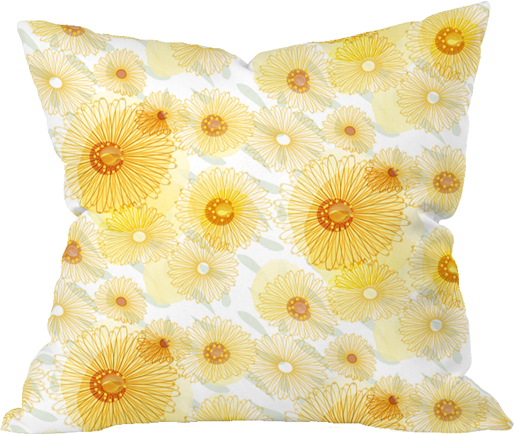 Field Marigold Floral Pillow Cover - Cushion Clipart (726x613), Png Download
