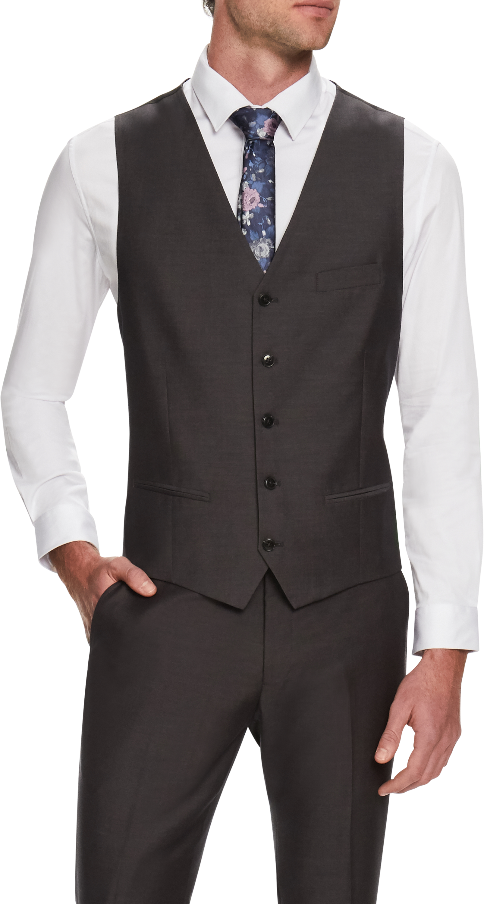 Steel Cavill Textured Waistcoat - Formal Wear Clipart (1606x3001), Png Download
