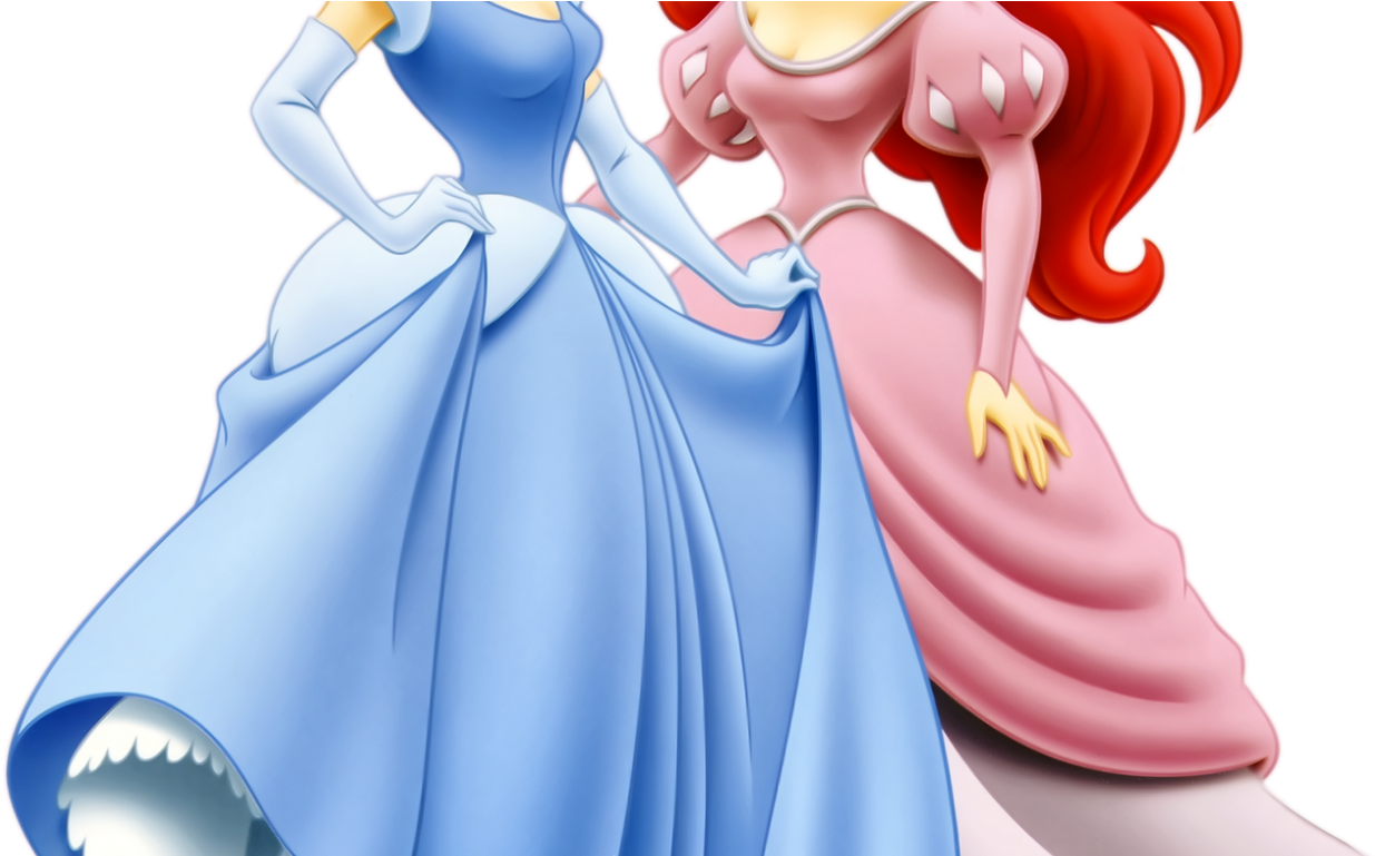Disney Princess Ariel And Cinderella Clipart (1366x768), Png Download