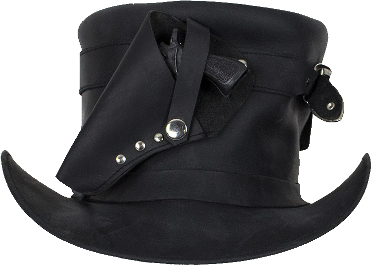 Black Leather Deadman Top Hat With Gun Holsters - Suede Clipart (750x535), Png Download