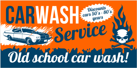 Car Wash Vinyl Banner With Flaming Skull And Muscle - Poster Clipart (560x560), Png Download