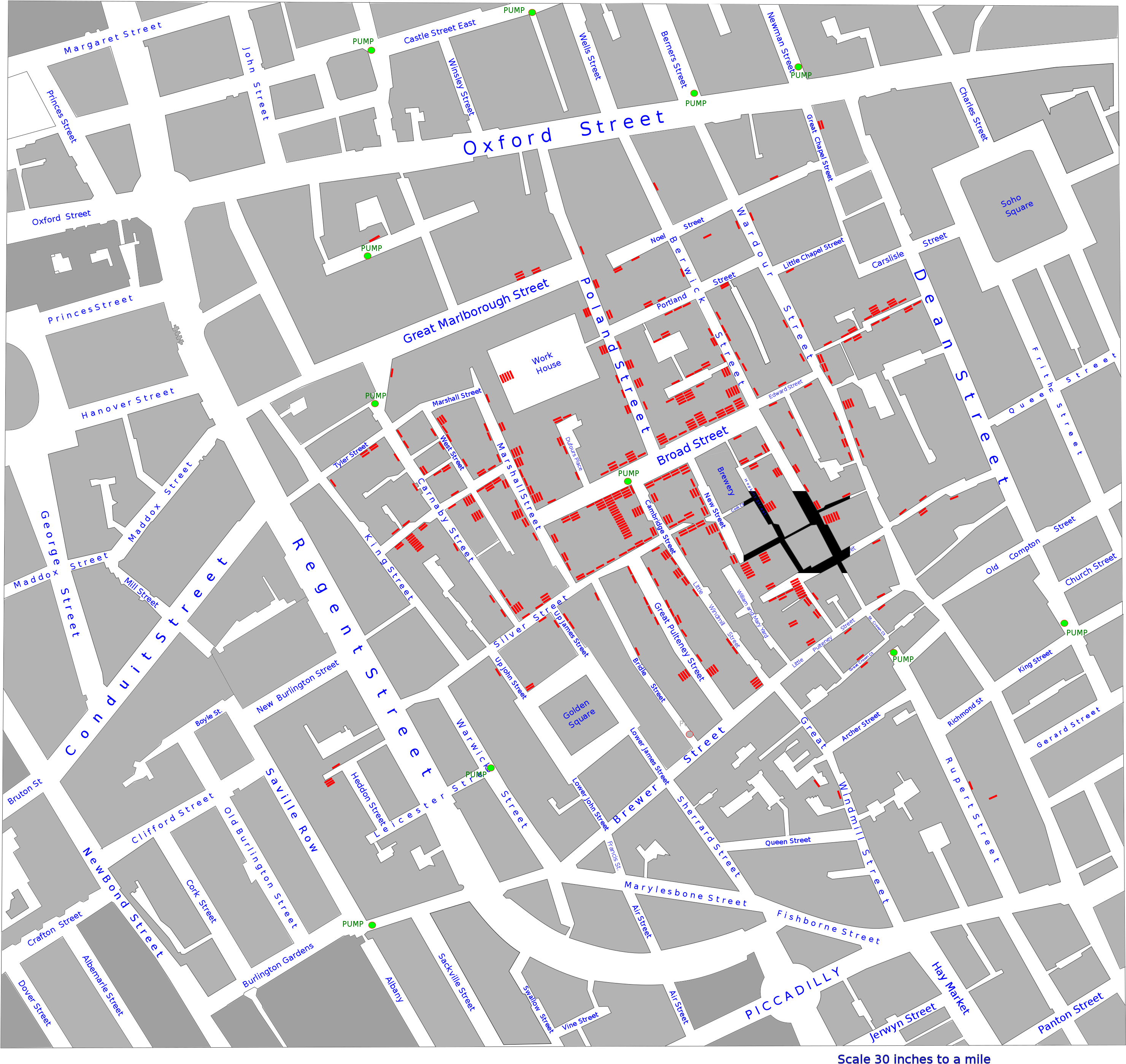 John Snow Cholera Map - Urban Clipart (3045x2840), Png Download