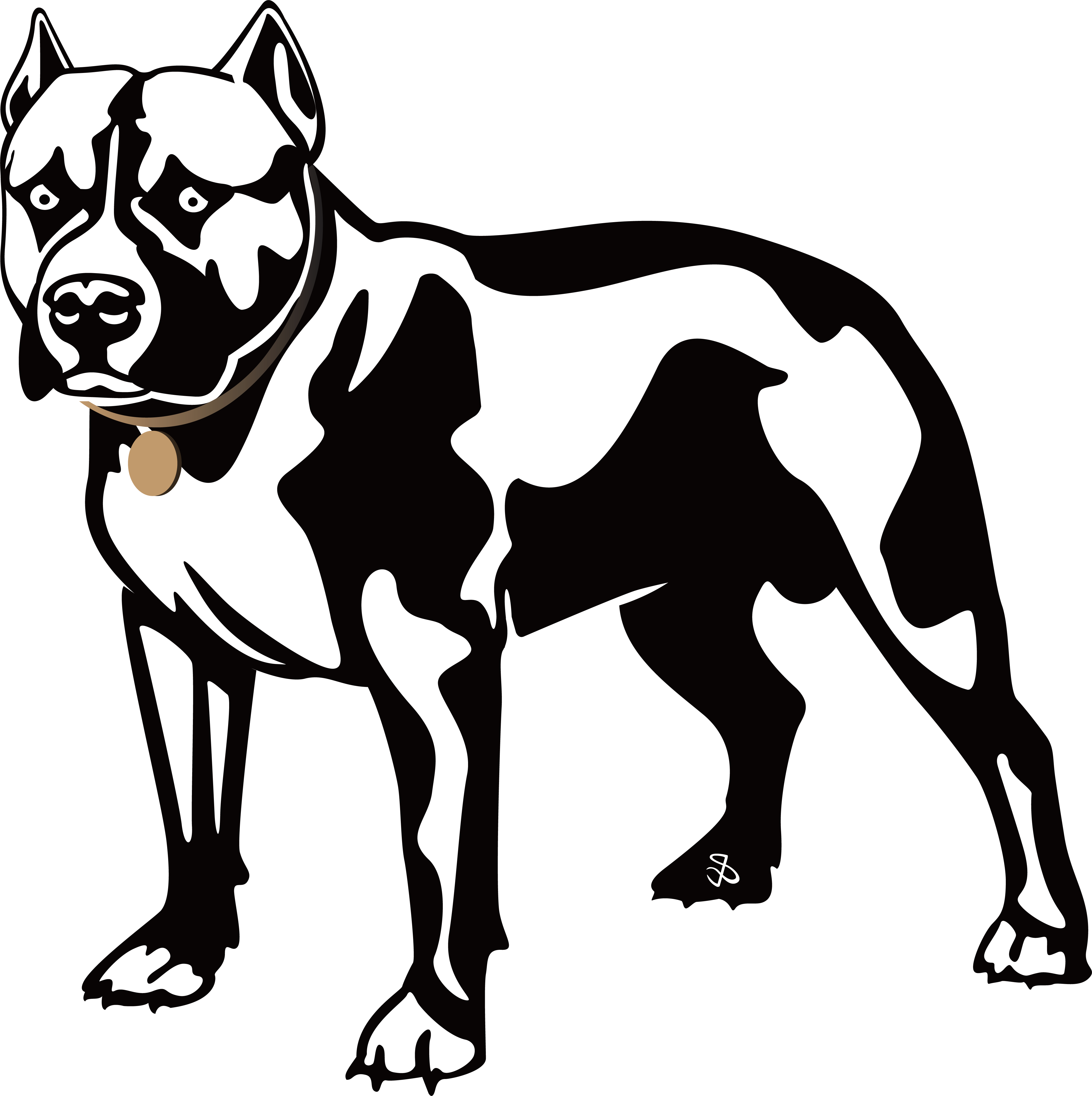 American Pit Bull Terrier Bulldog Boxer Clip Art - Pitbull Dog Line Art - Png Download (4370x4386), Png Download