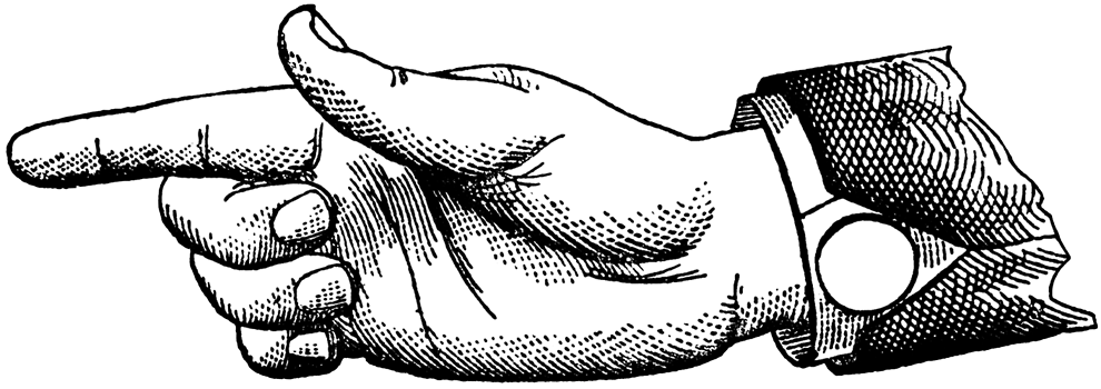 Pointing Hand - Line Art Clipart (990x350), Png Download