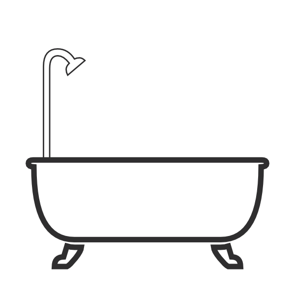 Tub - Shower Black And White Png Clipart (600x600), Png Download
