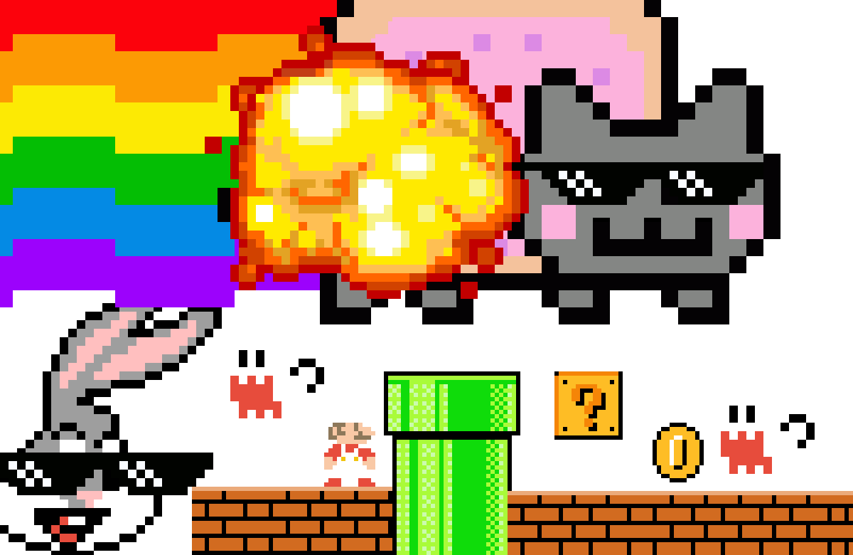 Bugs Bunny & Nyan Cat Invade Mario - Mlg Bugs Bunny Clipart (1200x780), Png Download