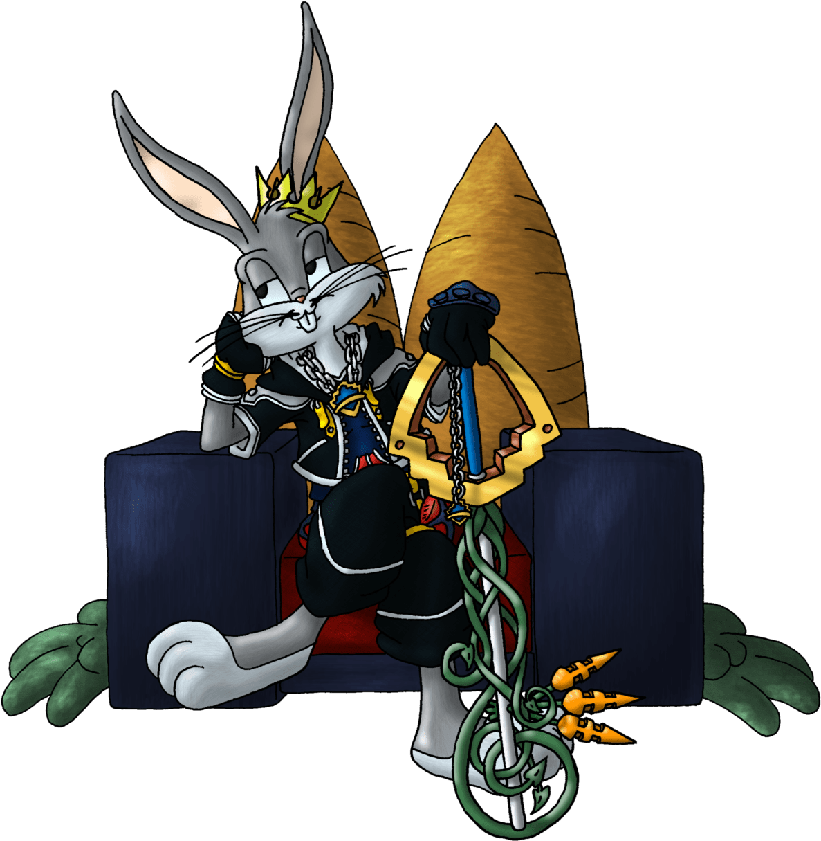Bugs Bunny Hare To The Throne - Bugs Bunny With Keyblade Clipart (1187x1215), Png Download